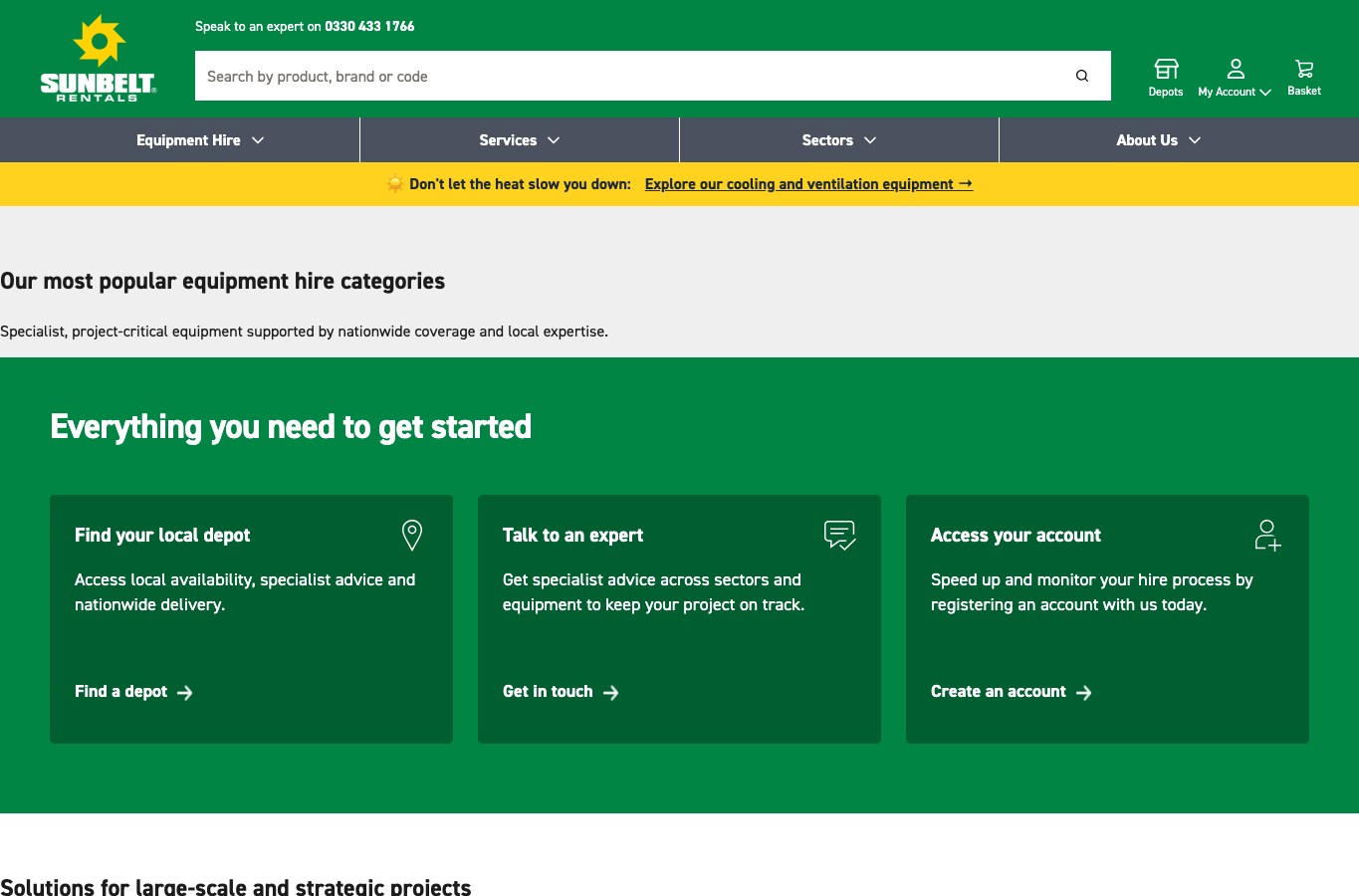 sunbeltrentals.co.uk public homepage screenshot