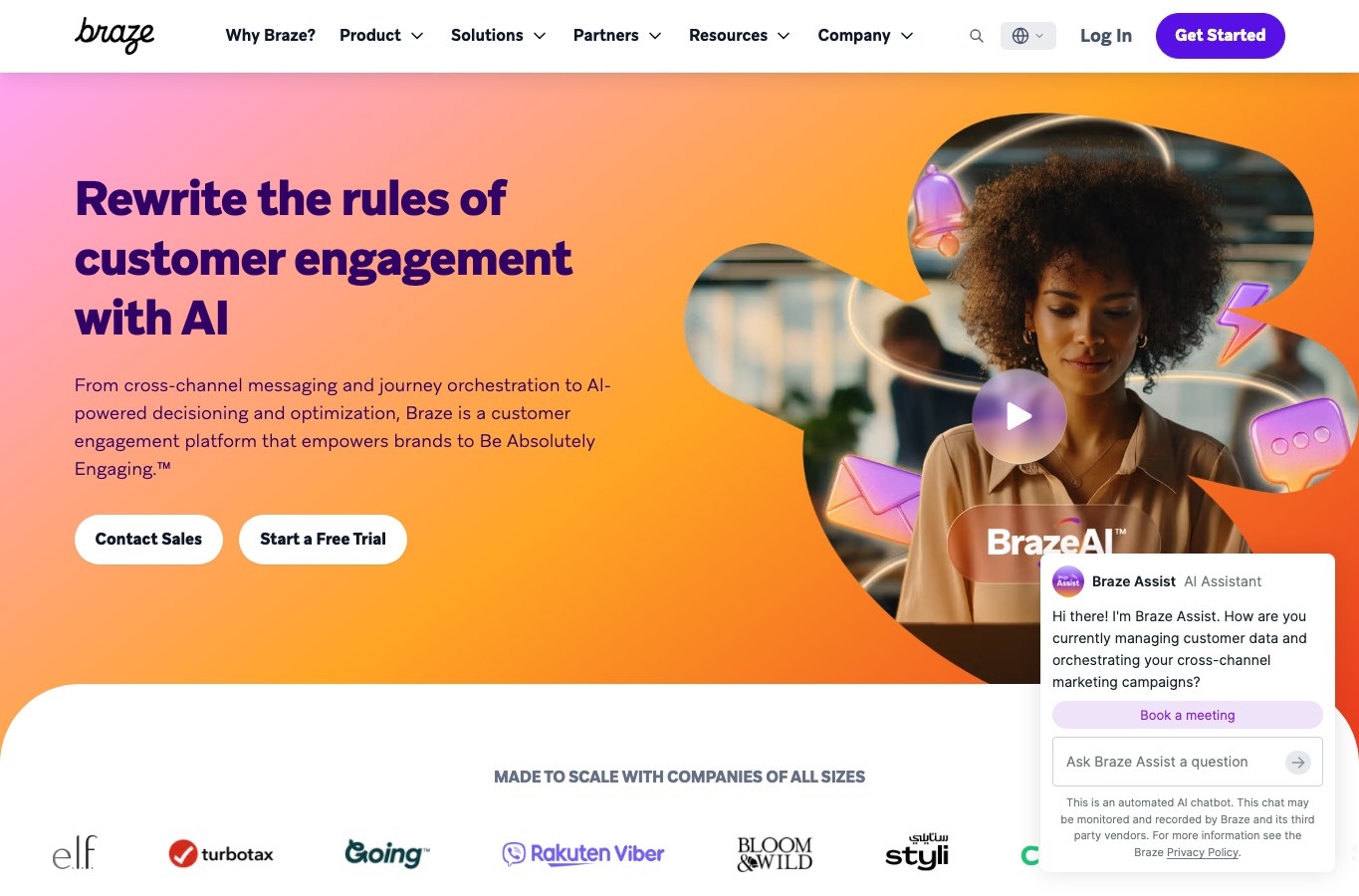 Braze public homepage capture