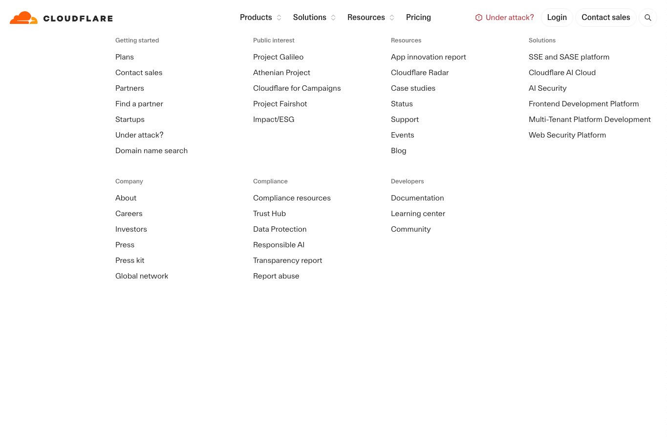Cloudflare public homepage capture