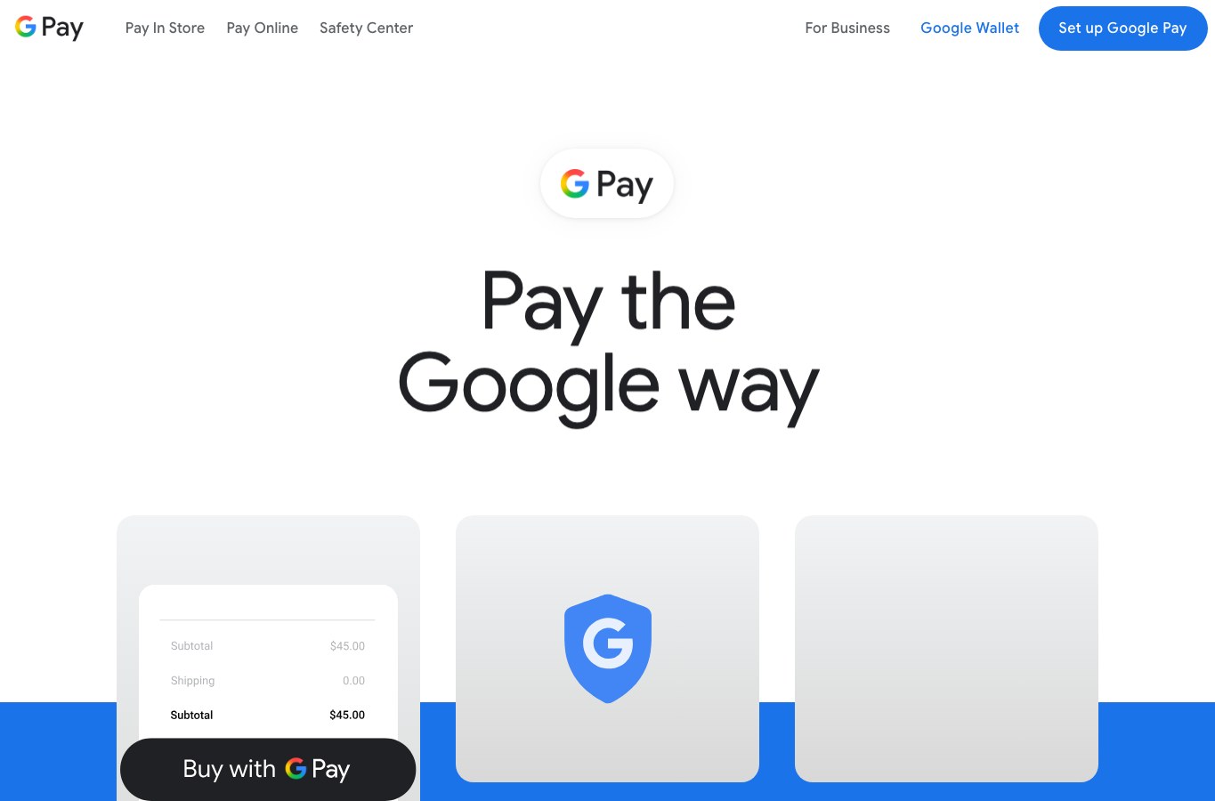 Google Pay public homepage capture