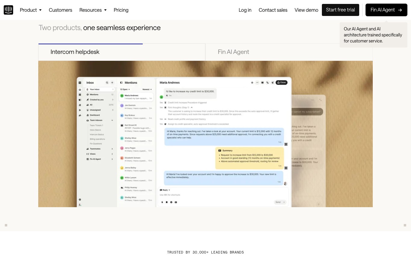 Intercom public homepage capture