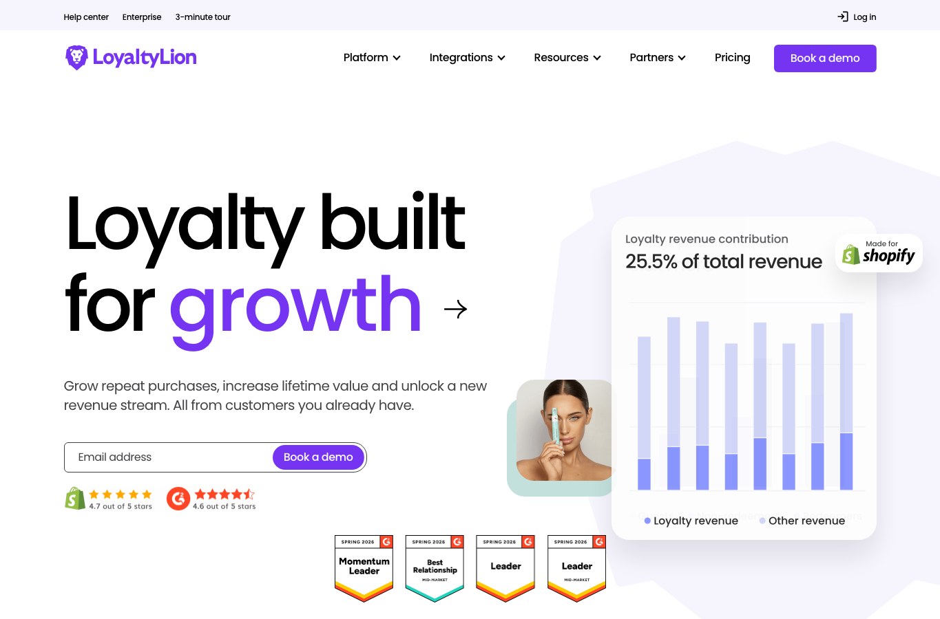 LoyaltyLion public homepage capture