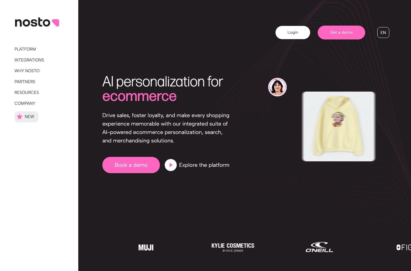 Nosto public homepage capture