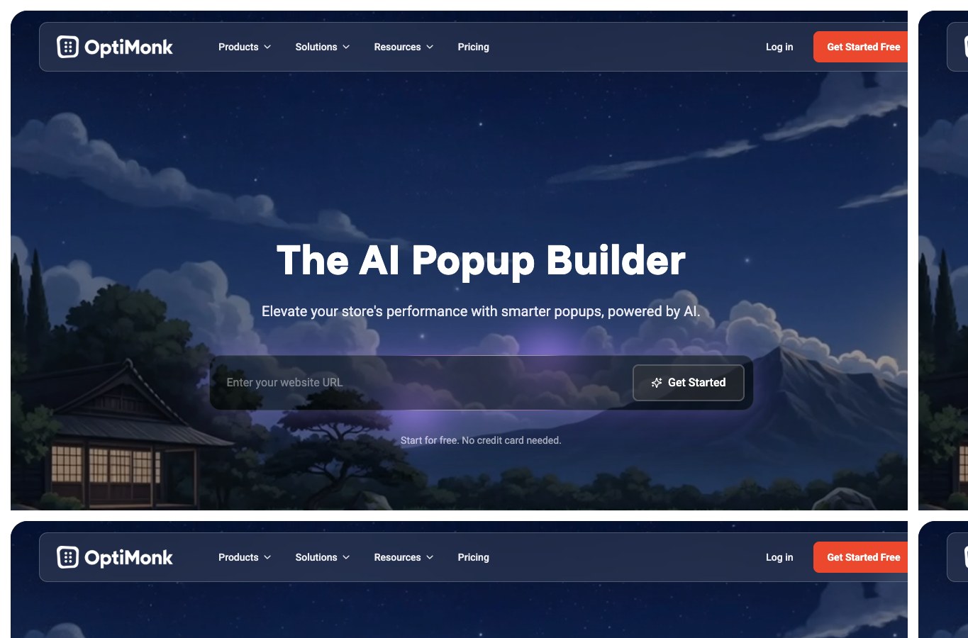 OptiMonk public homepage capture