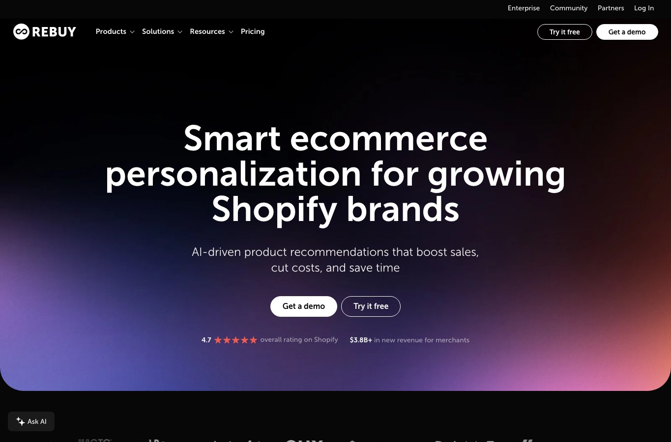 Rebuy public homepage capture
