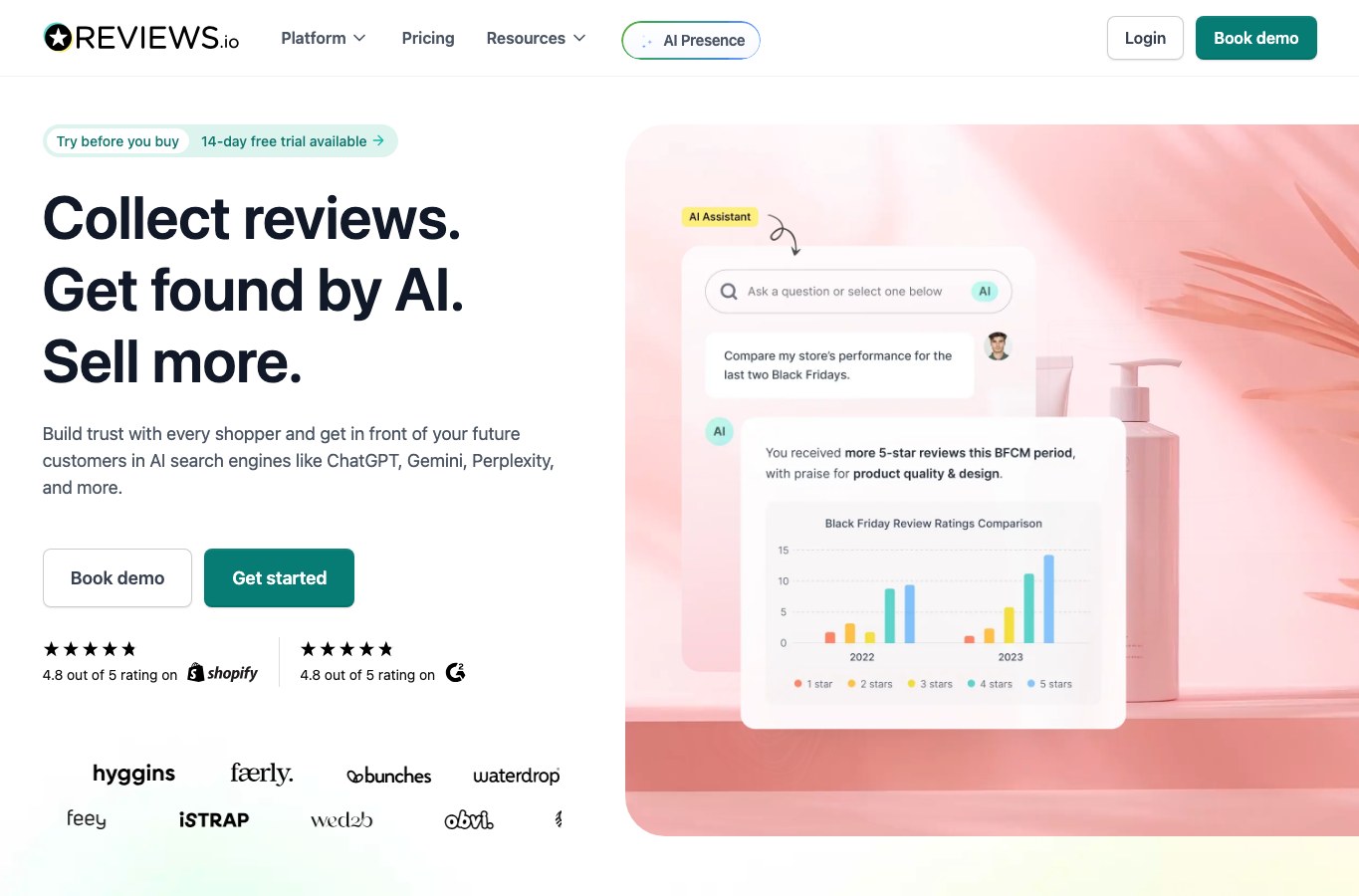Reviews.io public homepage capture