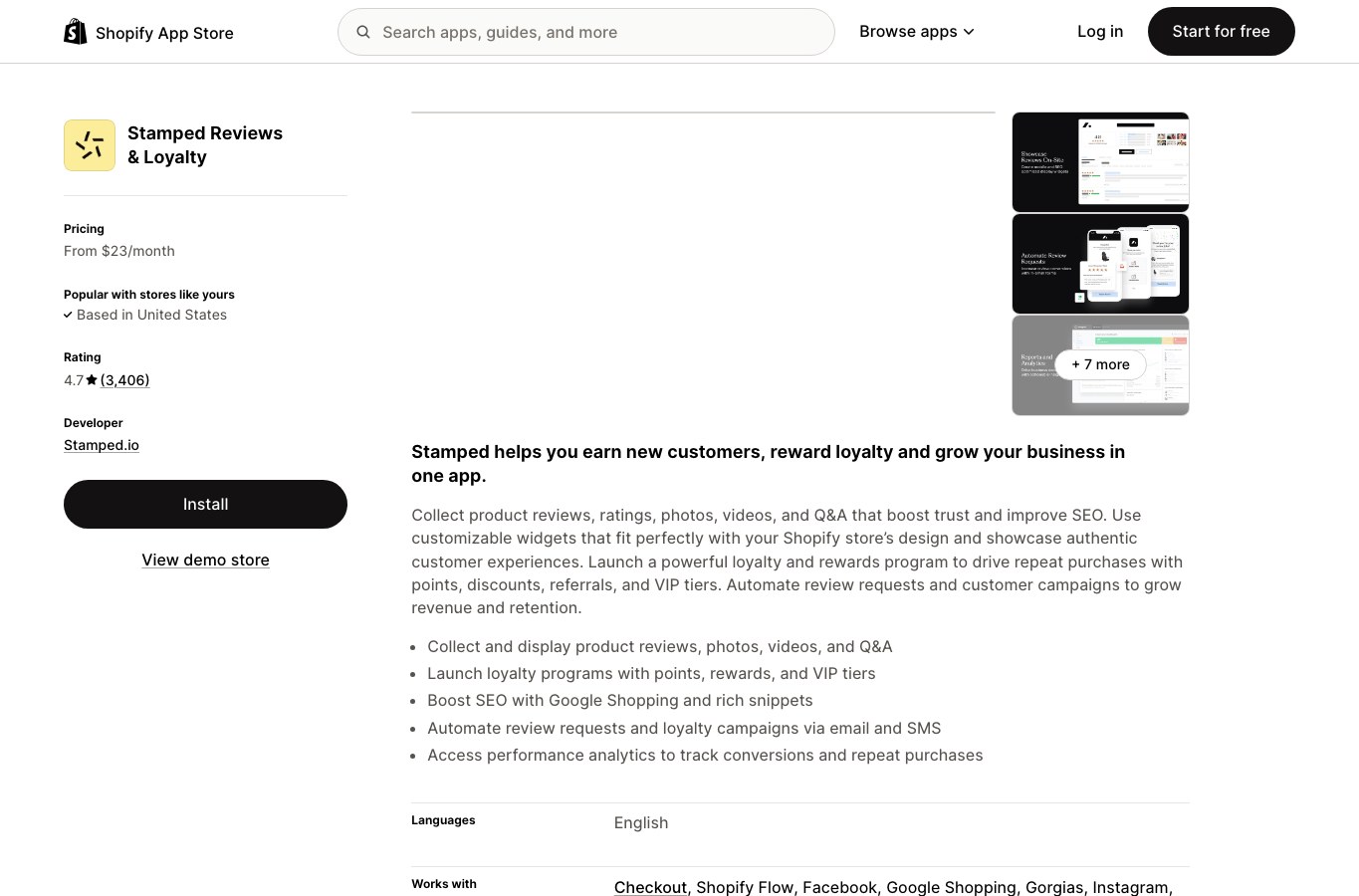 Stamped.io public homepage capture