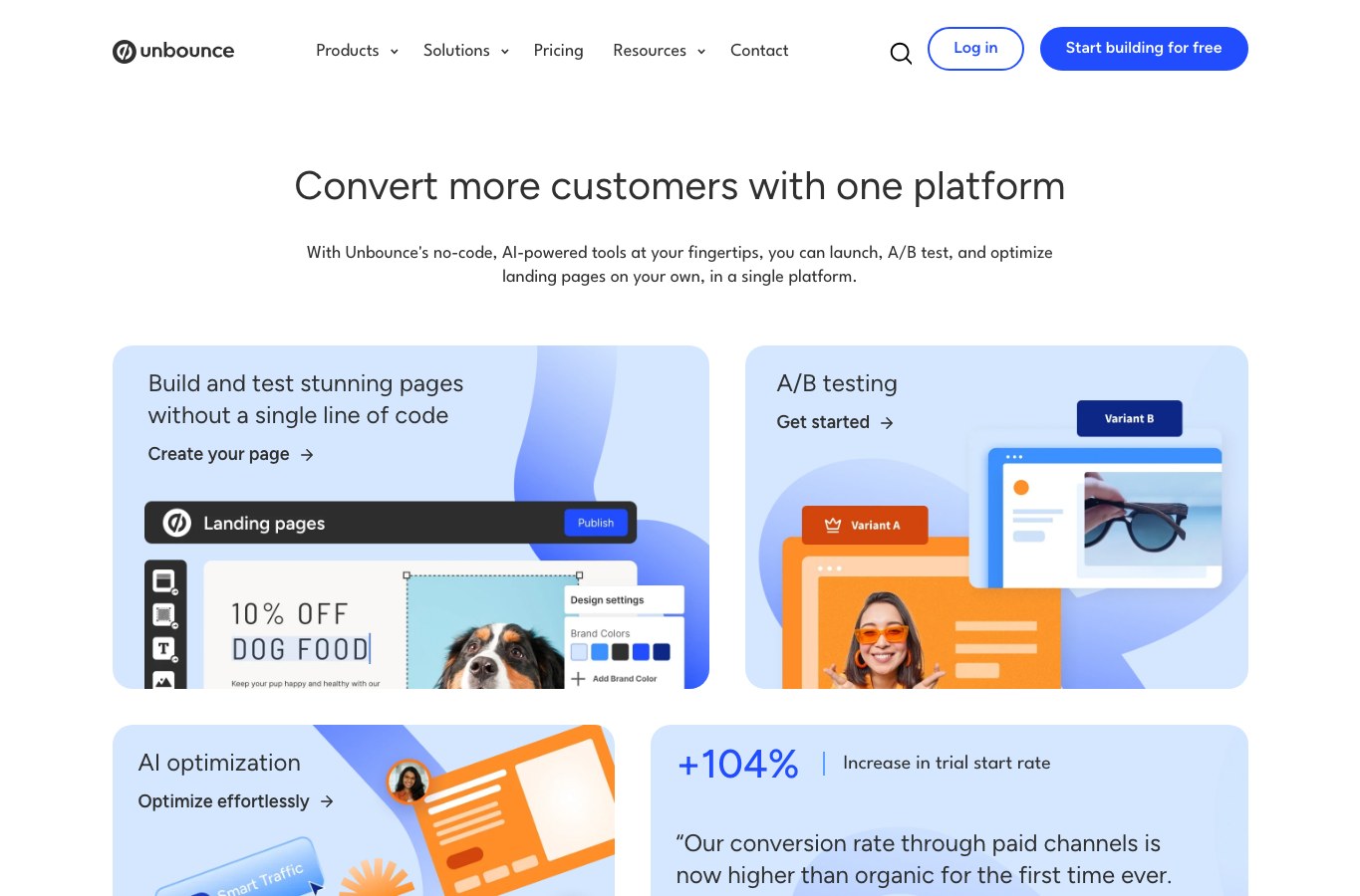 Unbounce public homepage capture