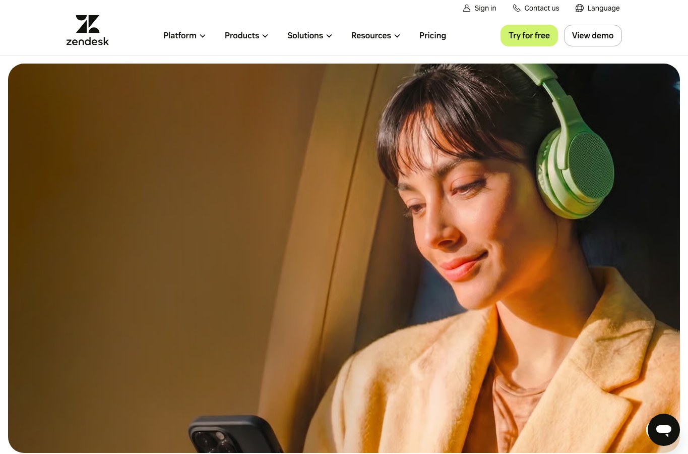 Zendesk public homepage capture